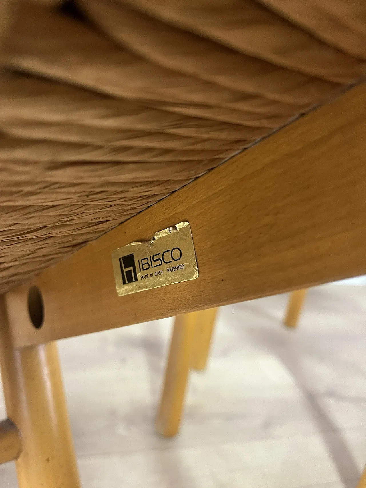 6 Ash wood chairs and straw seat by Ibisco, 1970s 7