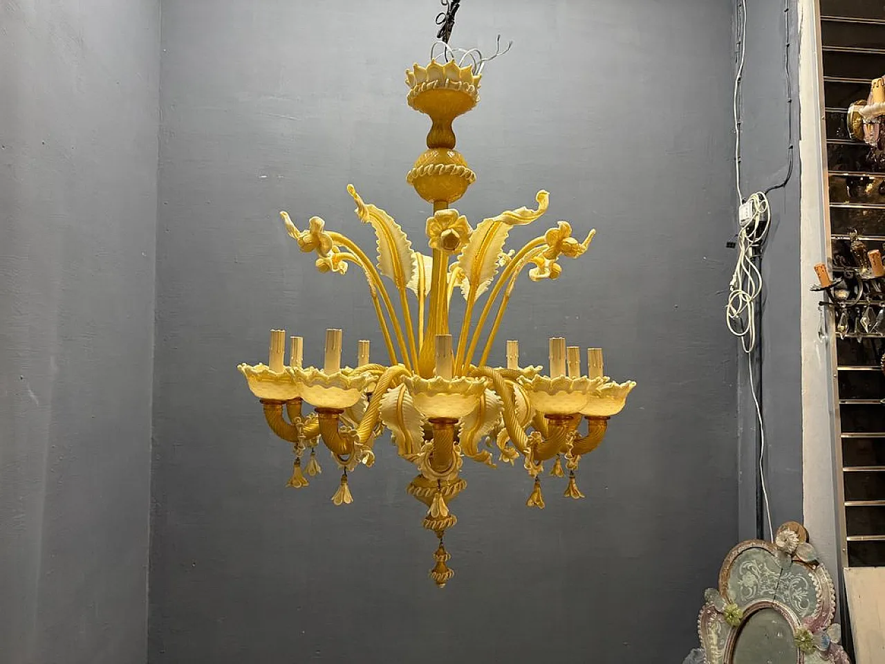 Lampadario grande in vetro di Murano, Venezia, anni '50 3