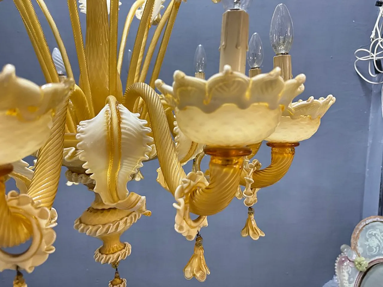 Lampadario grande in vetro di Murano, Venezia, anni '50 4