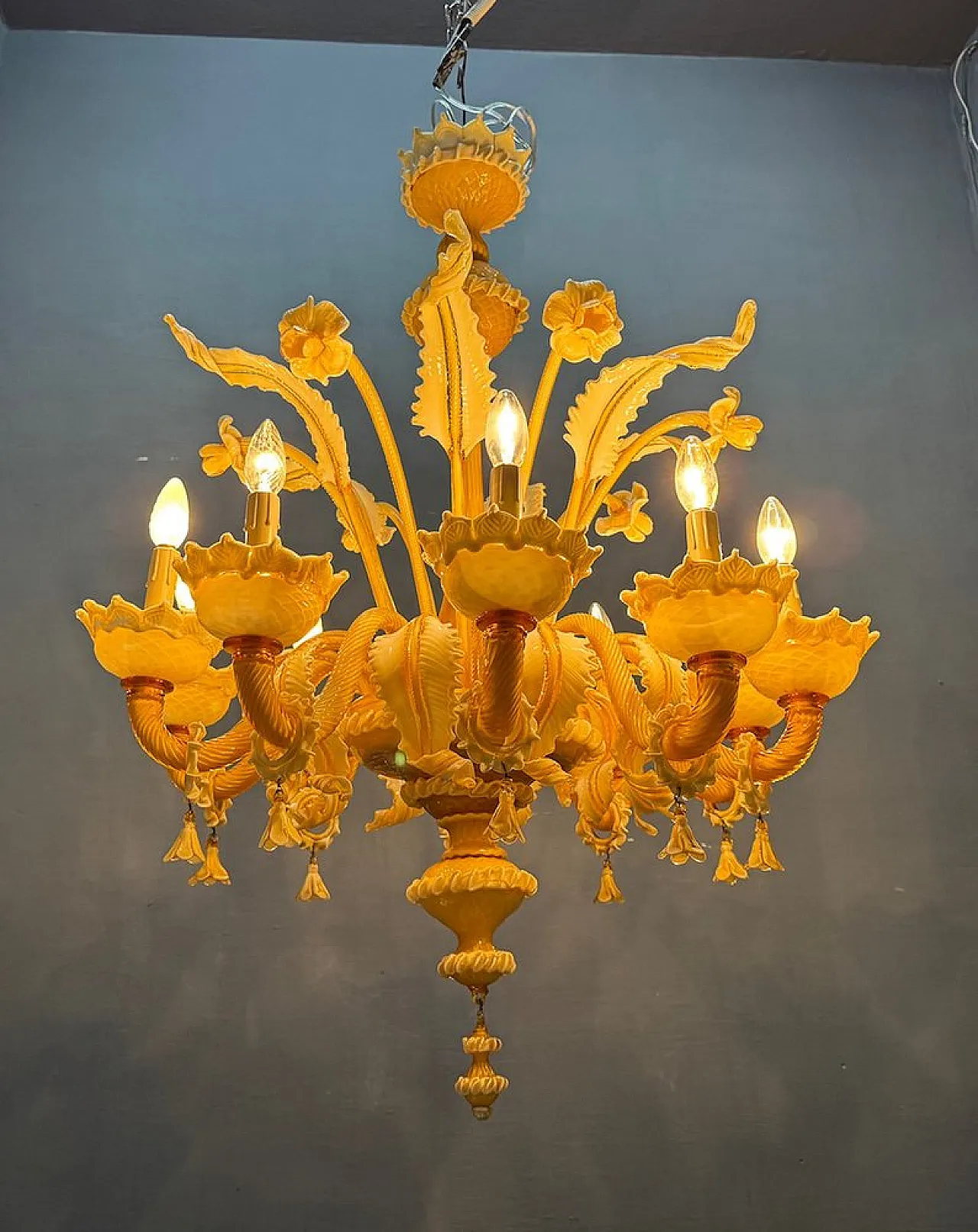 Lampadario grande in vetro di Murano, Venezia, anni '50 5