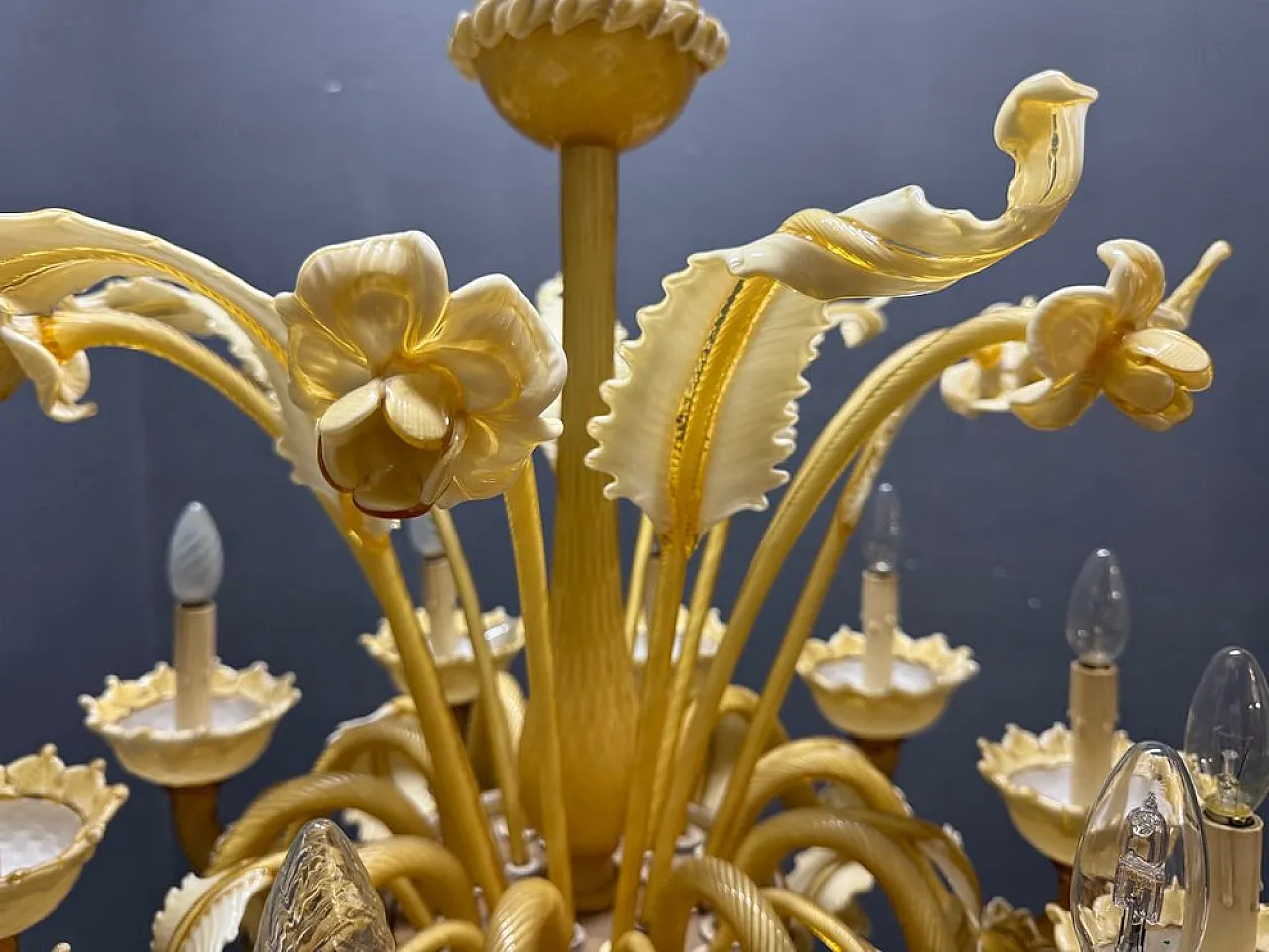 Lampadario grande in vetro di Murano, Venezia, anni '50 8