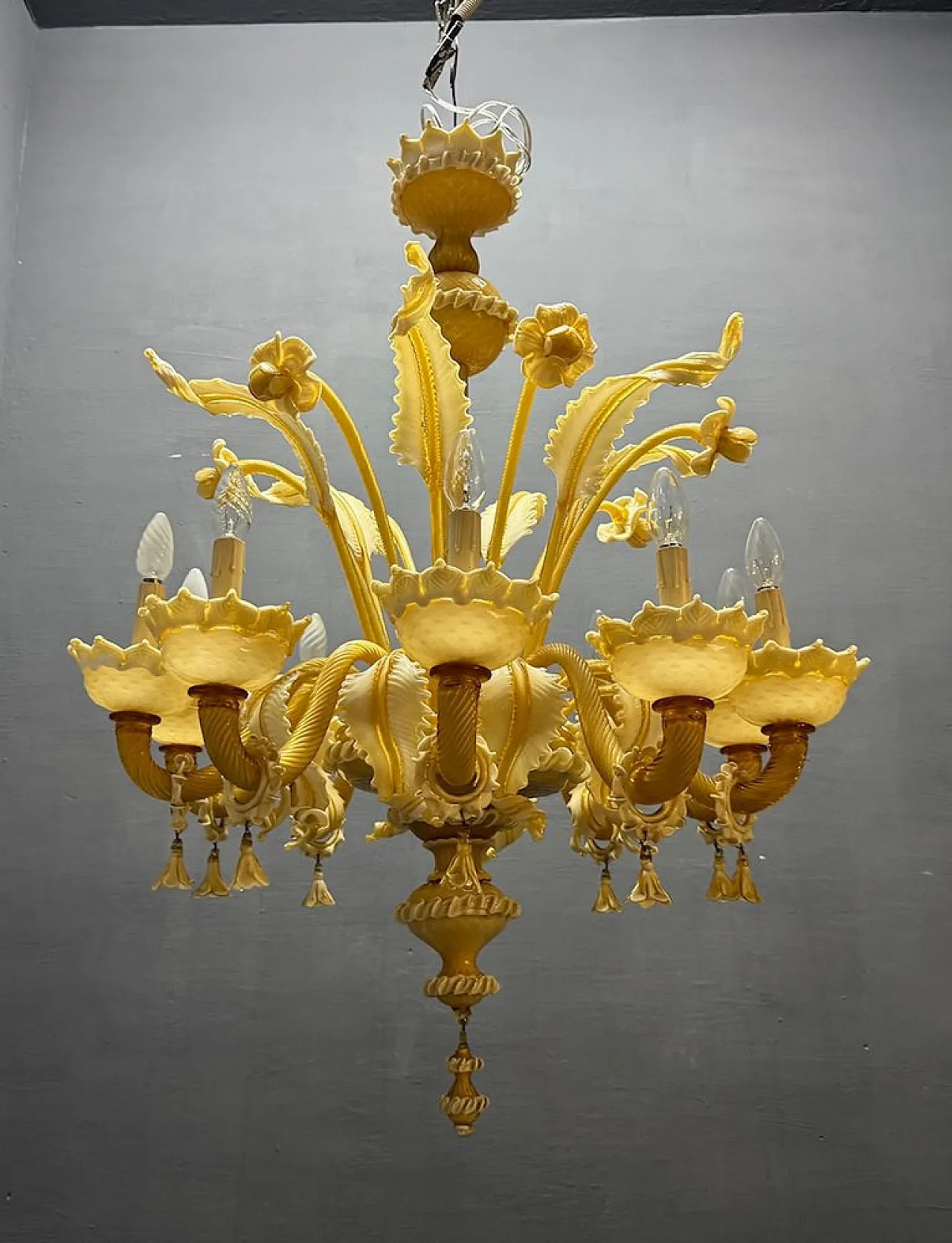 Lampadario grande in vetro di Murano, Venezia, anni '50 9