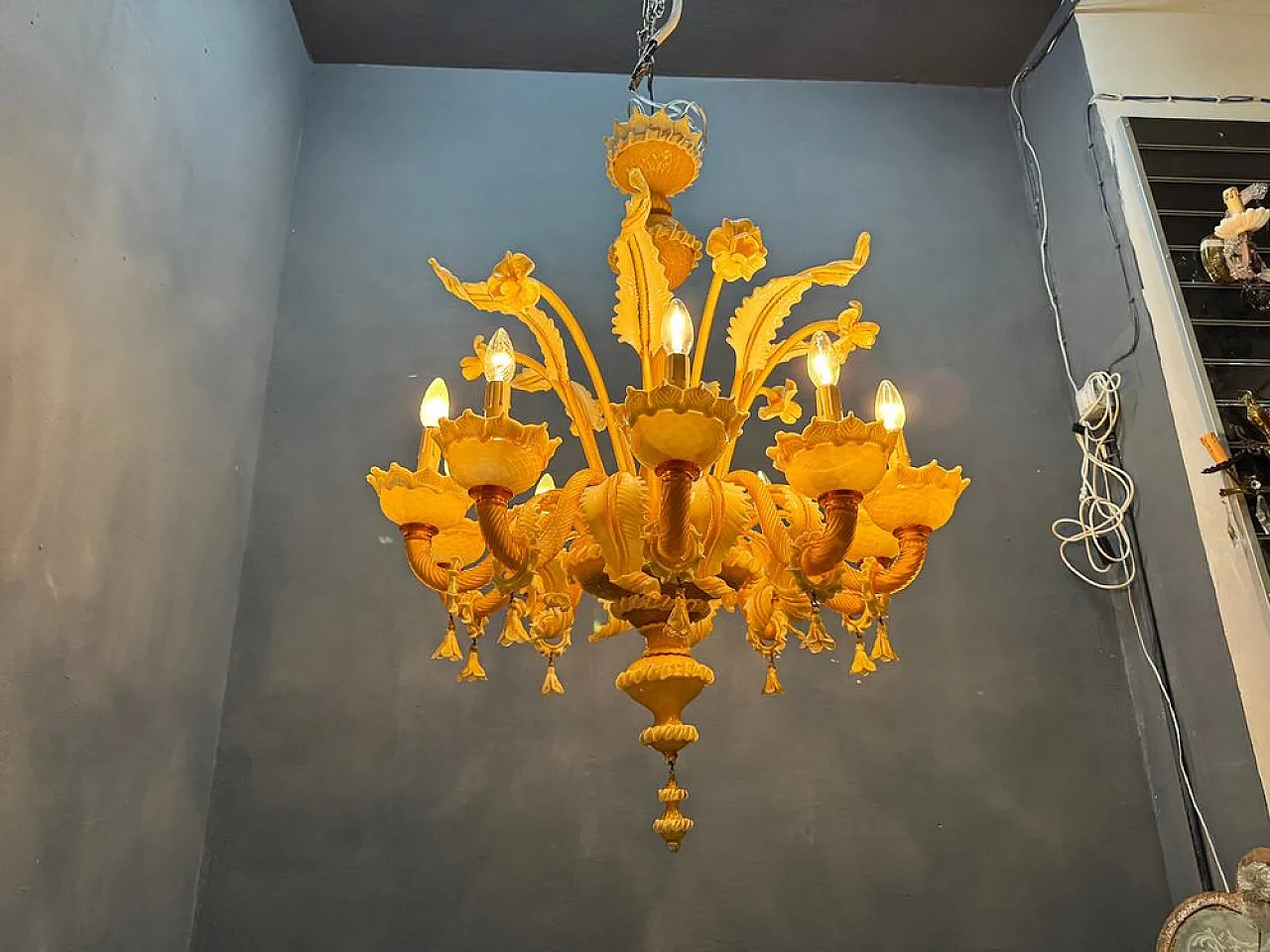 Lampadario grande in vetro di Murano, Venezia, anni '50 11