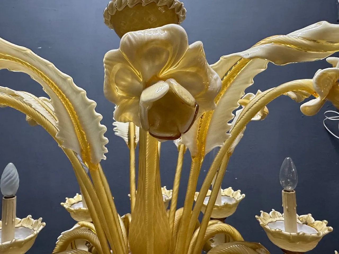 Lampadario grande in vetro di Murano, Venezia, anni '50 12