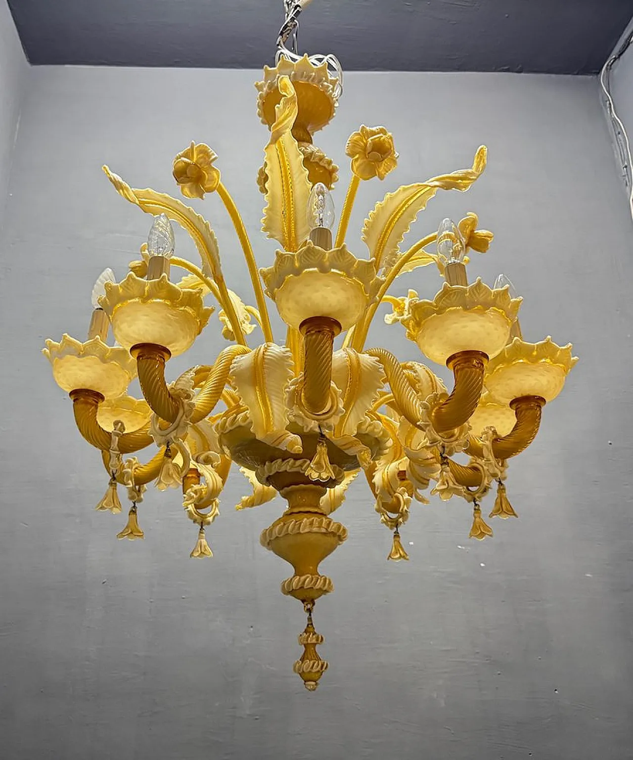 Lampadario grande in vetro di Murano, Venezia, anni '50 13