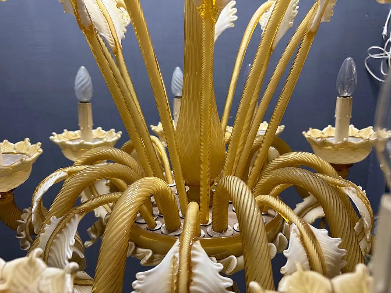 Lampadario grande in vetro di Murano, Venezia, anni '50 14