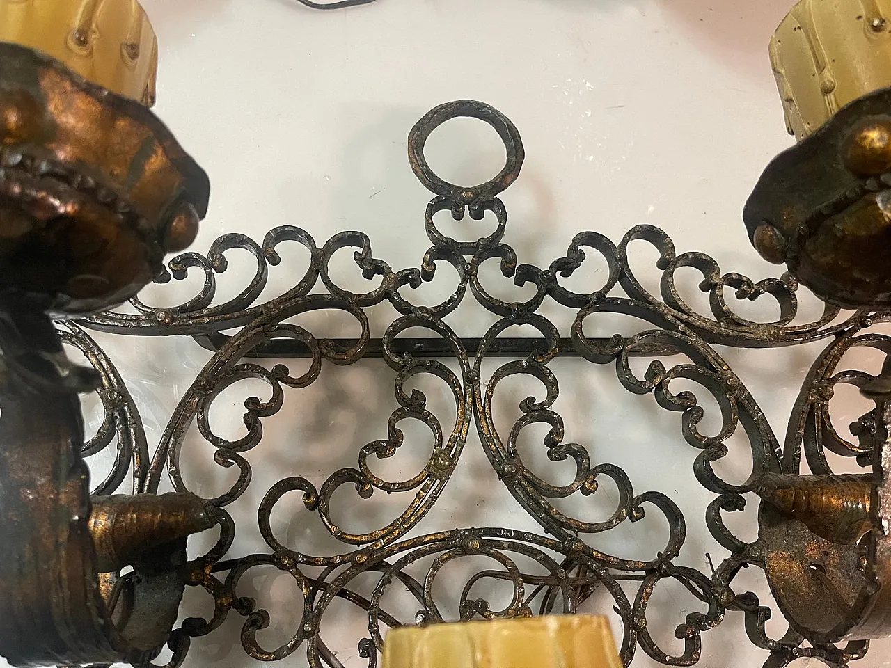 Pair of  wrought iron wall lights, 1980s 3