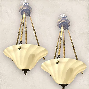 Pair of Italian Murano Glass Pendant Lights, 1980s