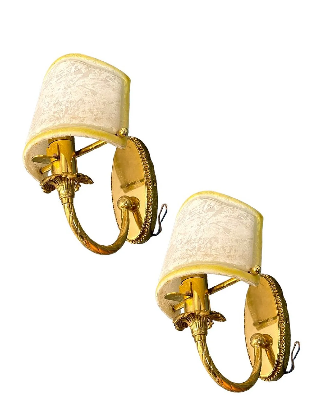 Murano glass and brass wall lights, 1980s, set of 2 1
