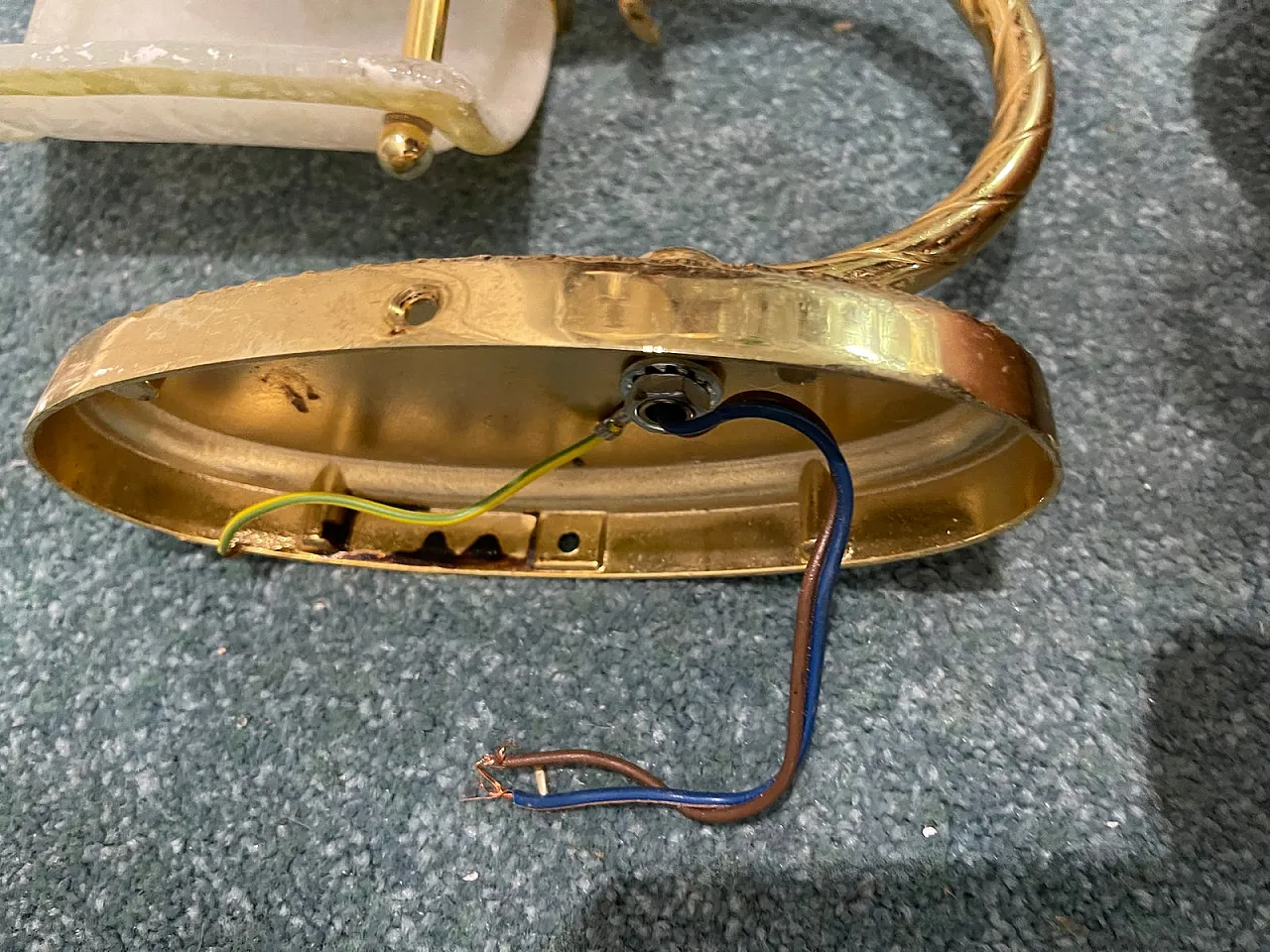 Murano glass and brass wall lights, 1980s, set of 2 2