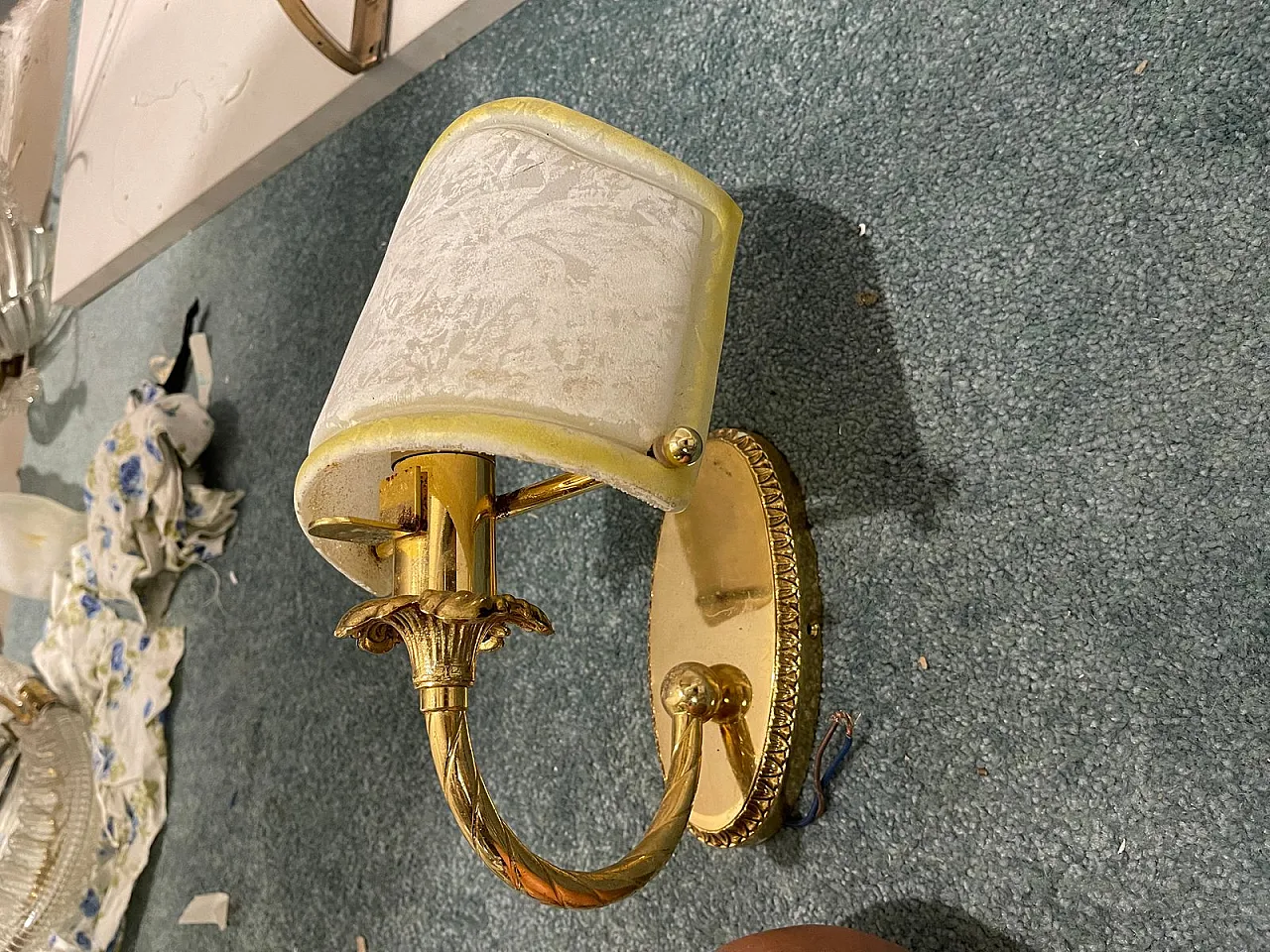 Murano glass and brass wall lights, 1980s, set of 2 3