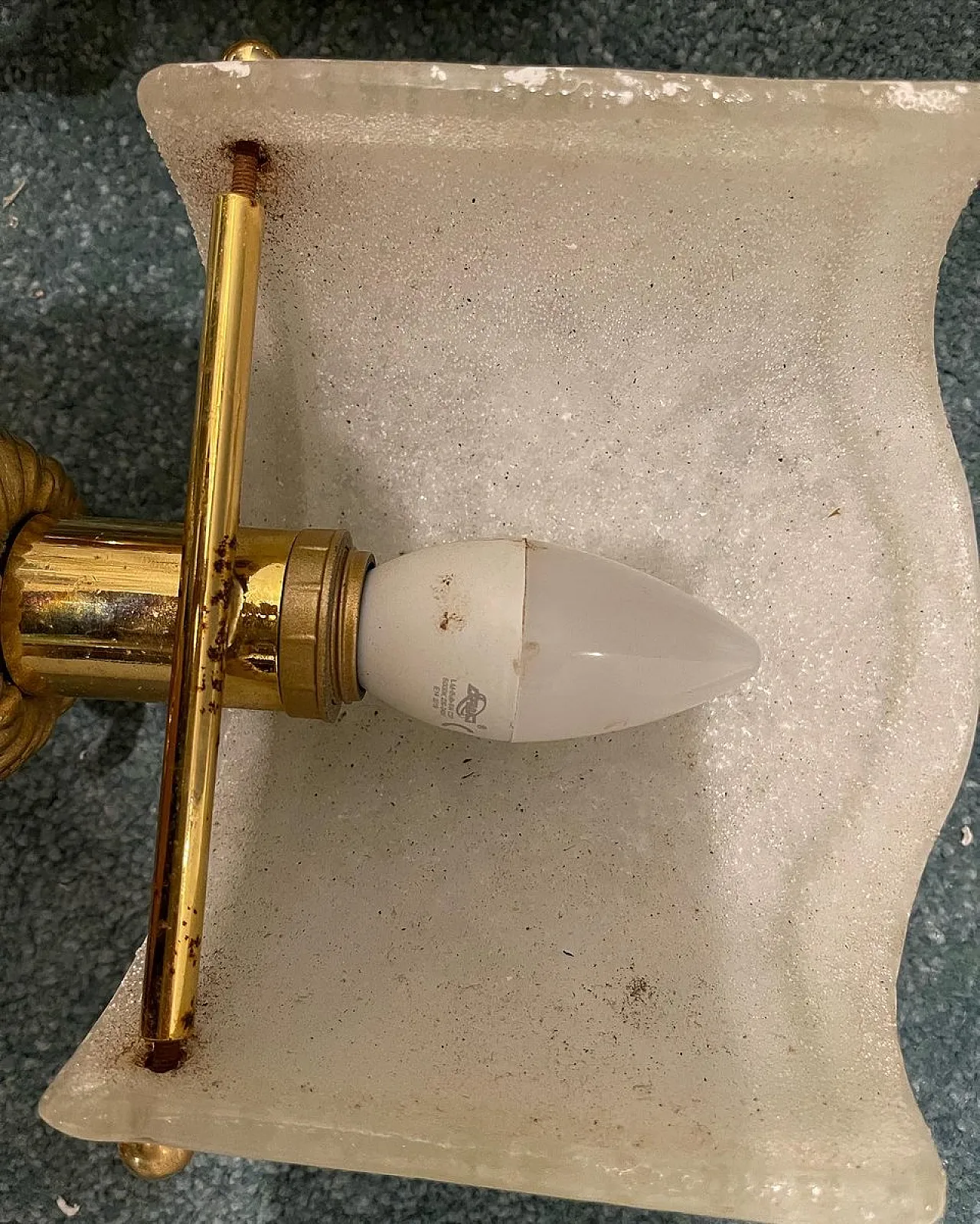 Murano glass and brass wall lights, 1980s, set of 2 5