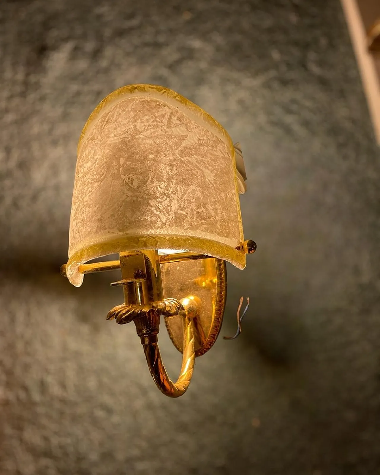 Murano glass and brass wall lights, 1980s, set of 2 6