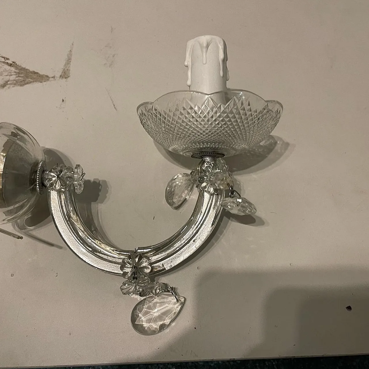 3 applique in vetro di Murano e cristallo,  anni '70 4