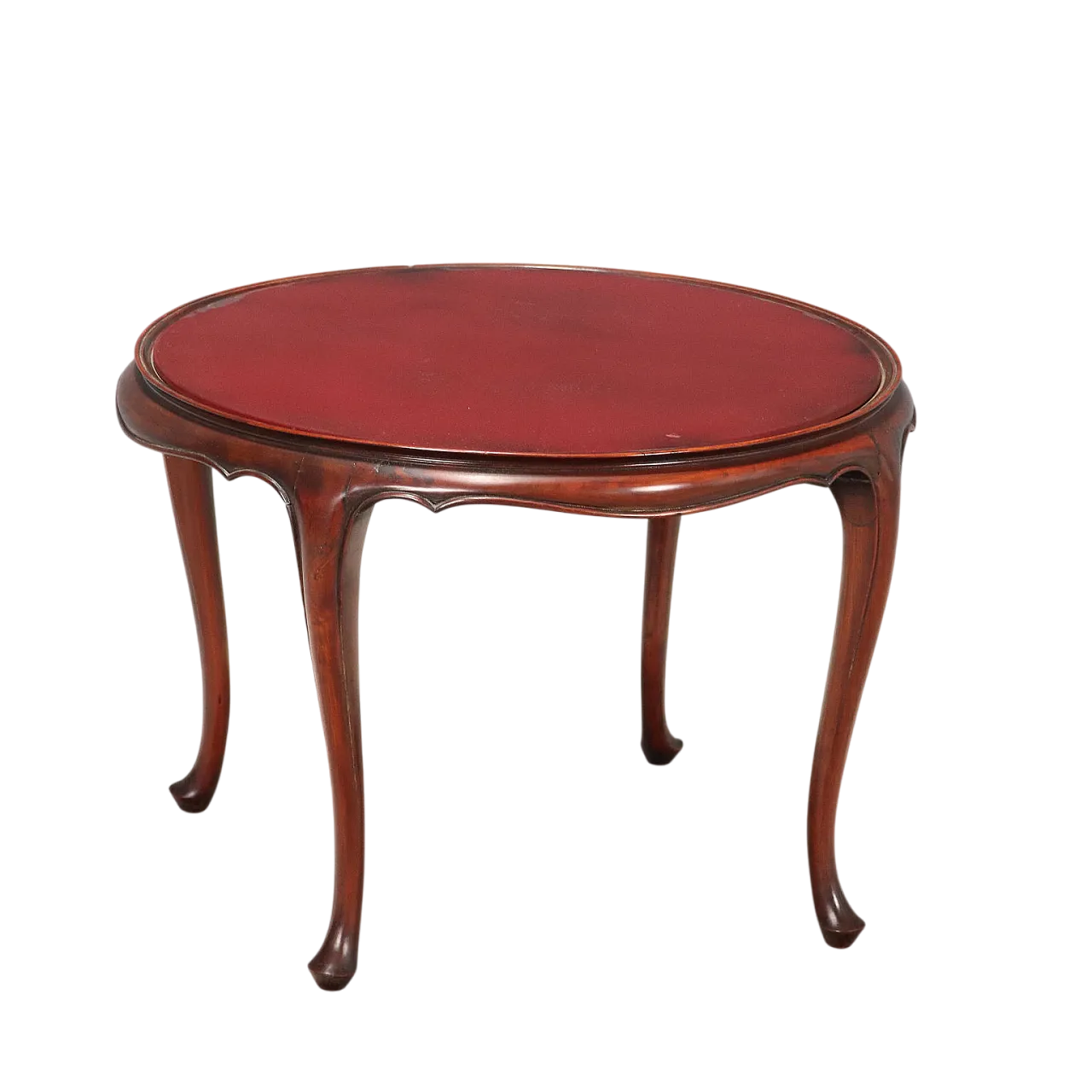 Tavolino in mogano con piano in vetro opalino, primo '900 8