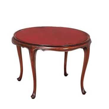 Tavolino in mogano con piano in vetro opalino, primo '900