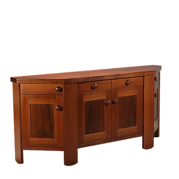 Credenza con cassetti a vista sottopiano e ante battenti in noce, '900