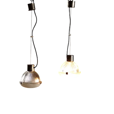 Coppia di lampade modello 4409 in ottone, metallo e vetro, '900