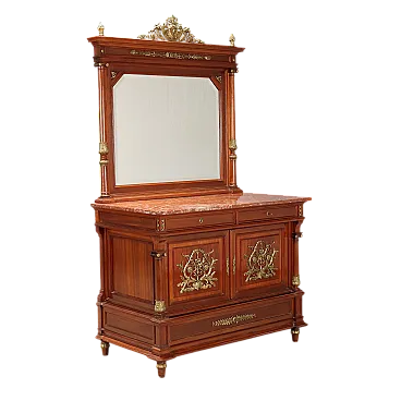 Credenza in mogano con specchio, primo '900