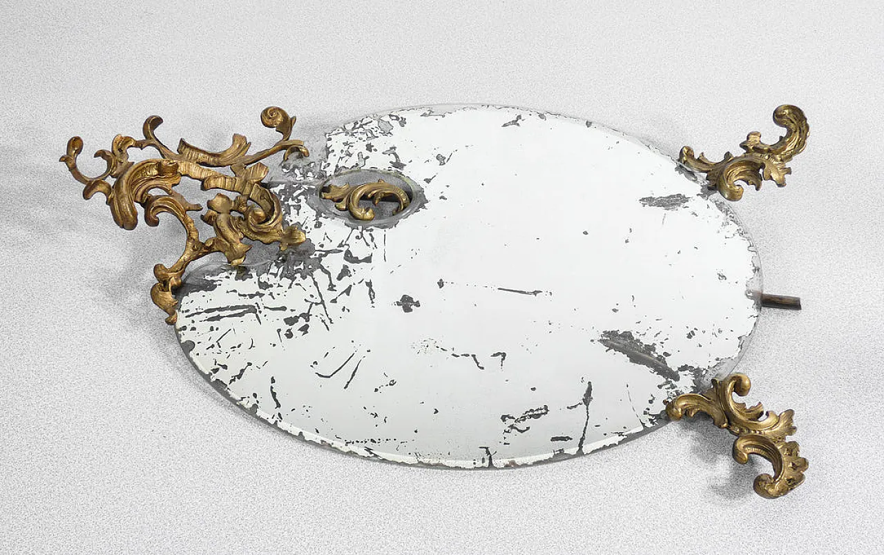 Specchio da tavolo con cornice in bronzo, primo '900 3