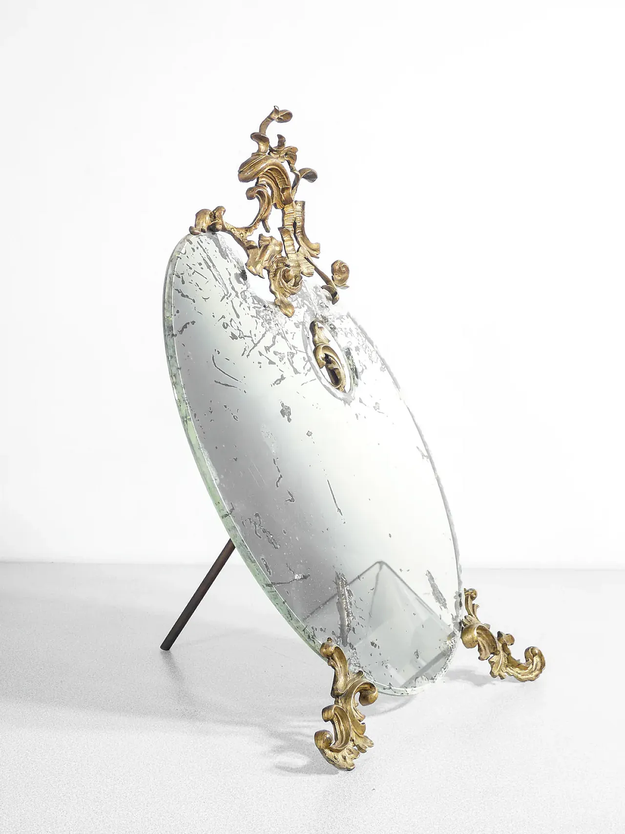 Specchio da tavolo con cornice in bronzo, primo '900 8