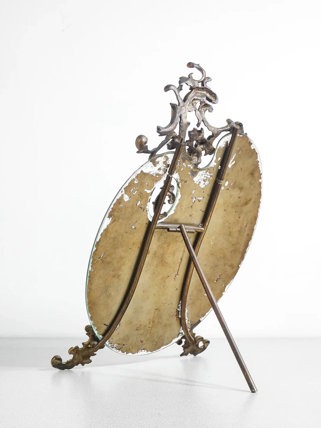 Specchio da tavolo con cornice in bronzo, primo '900 9