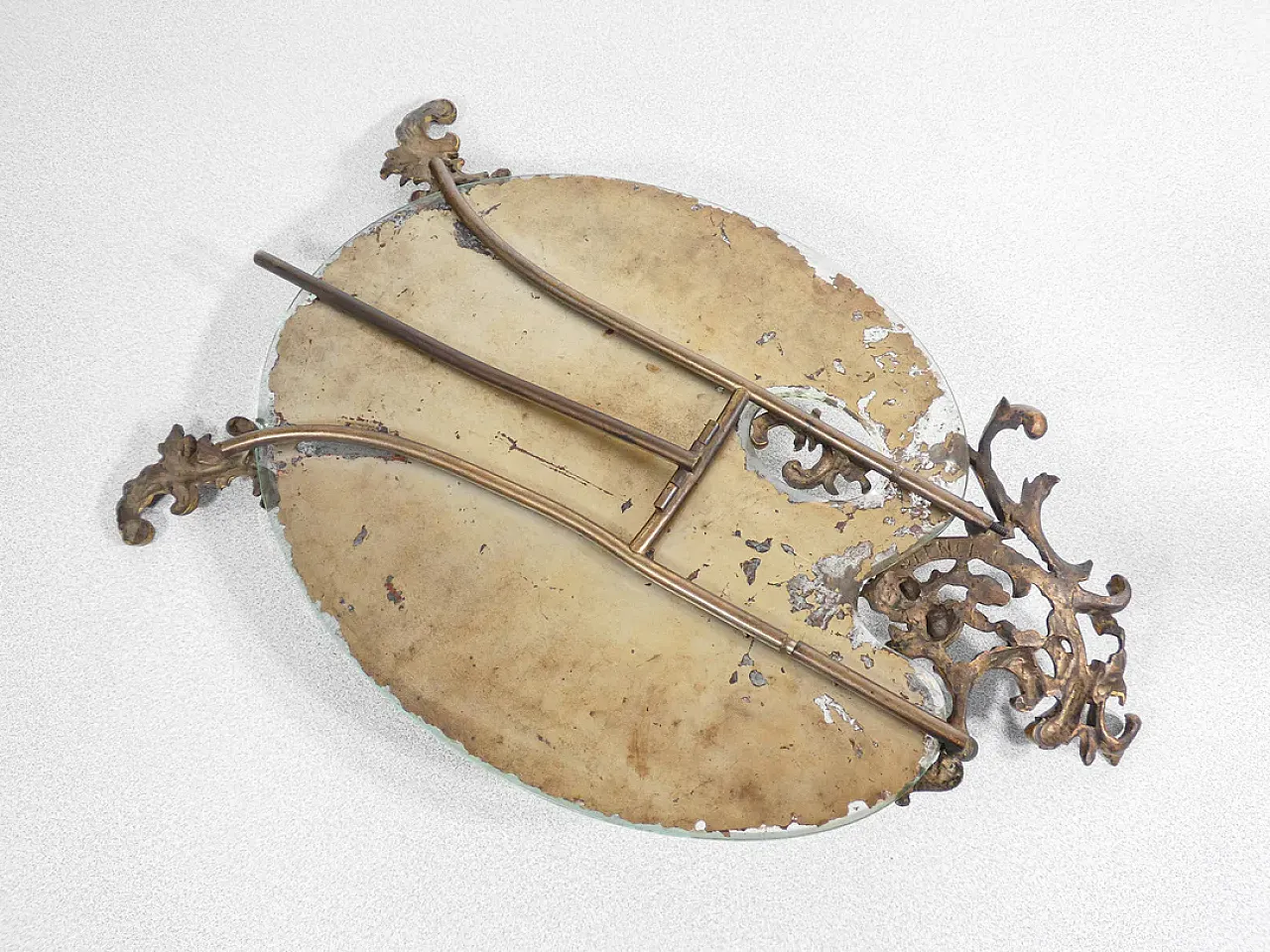 Specchio da tavolo con cornice in bronzo, primo '900 10