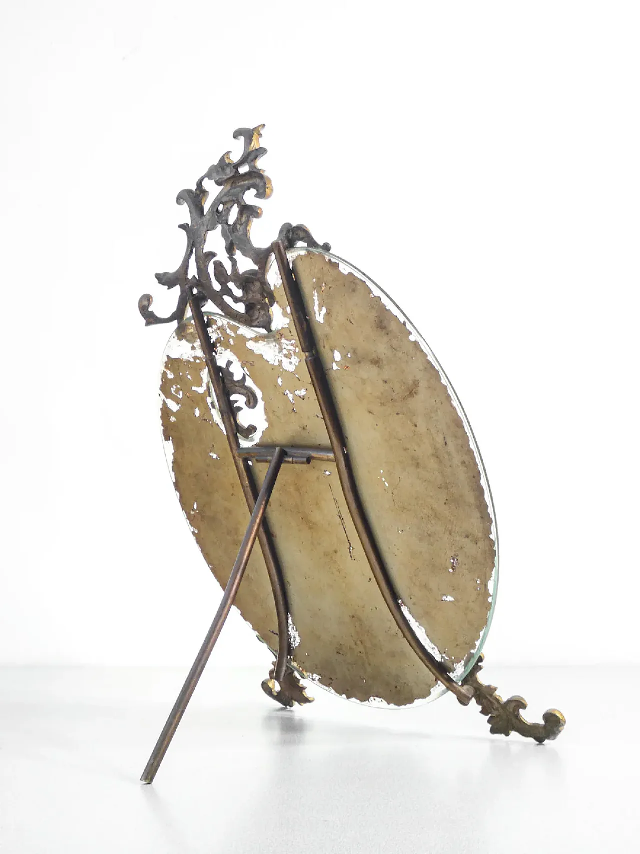 Specchio da tavolo con cornice in bronzo, primo '900 11