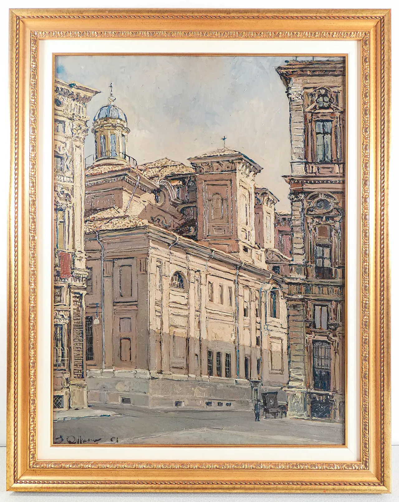 Piazza Carignano di Sergio Albano, dipinto a olio, anni '60 1