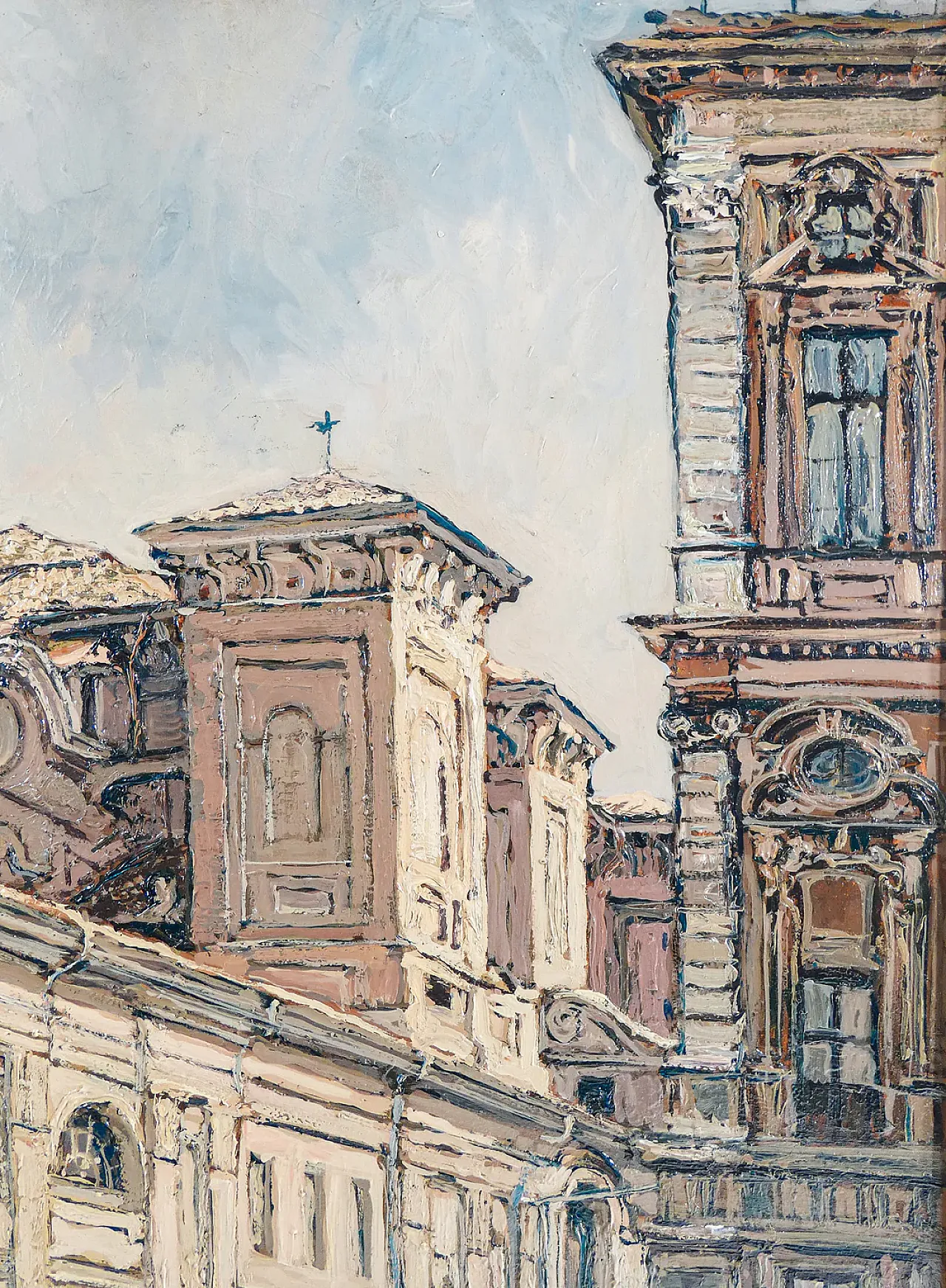 Piazza Carignano di Sergio Albano, dipinto a olio, anni '60 3