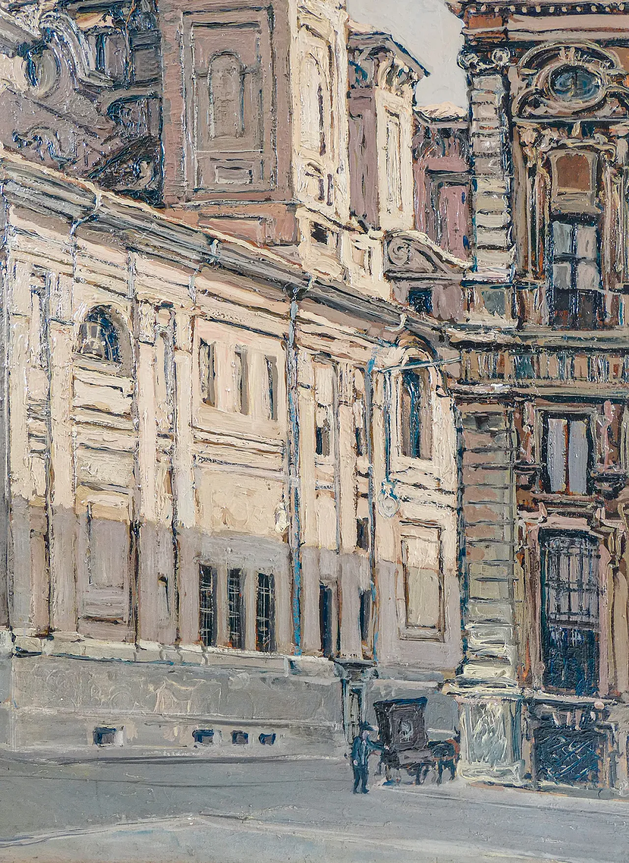 Piazza Carignano di Sergio Albano, dipinto a olio, anni '60 4