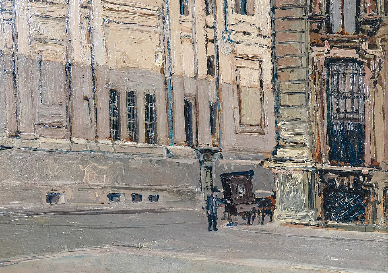 Piazza Carignano di Sergio Albano, dipinto a olio, anni '60 6