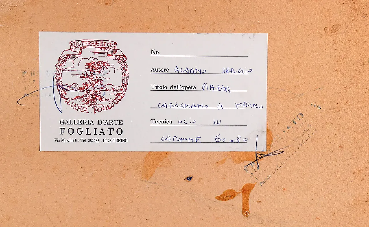 Piazza Carignano di Sergio Albano, dipinto a olio, anni '60 9