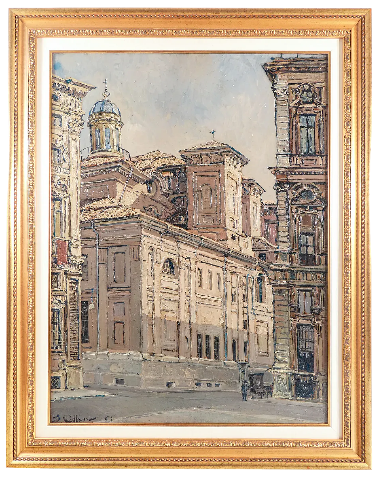Piazza Carignano di Sergio Albano, dipinto a olio, anni '60 10
