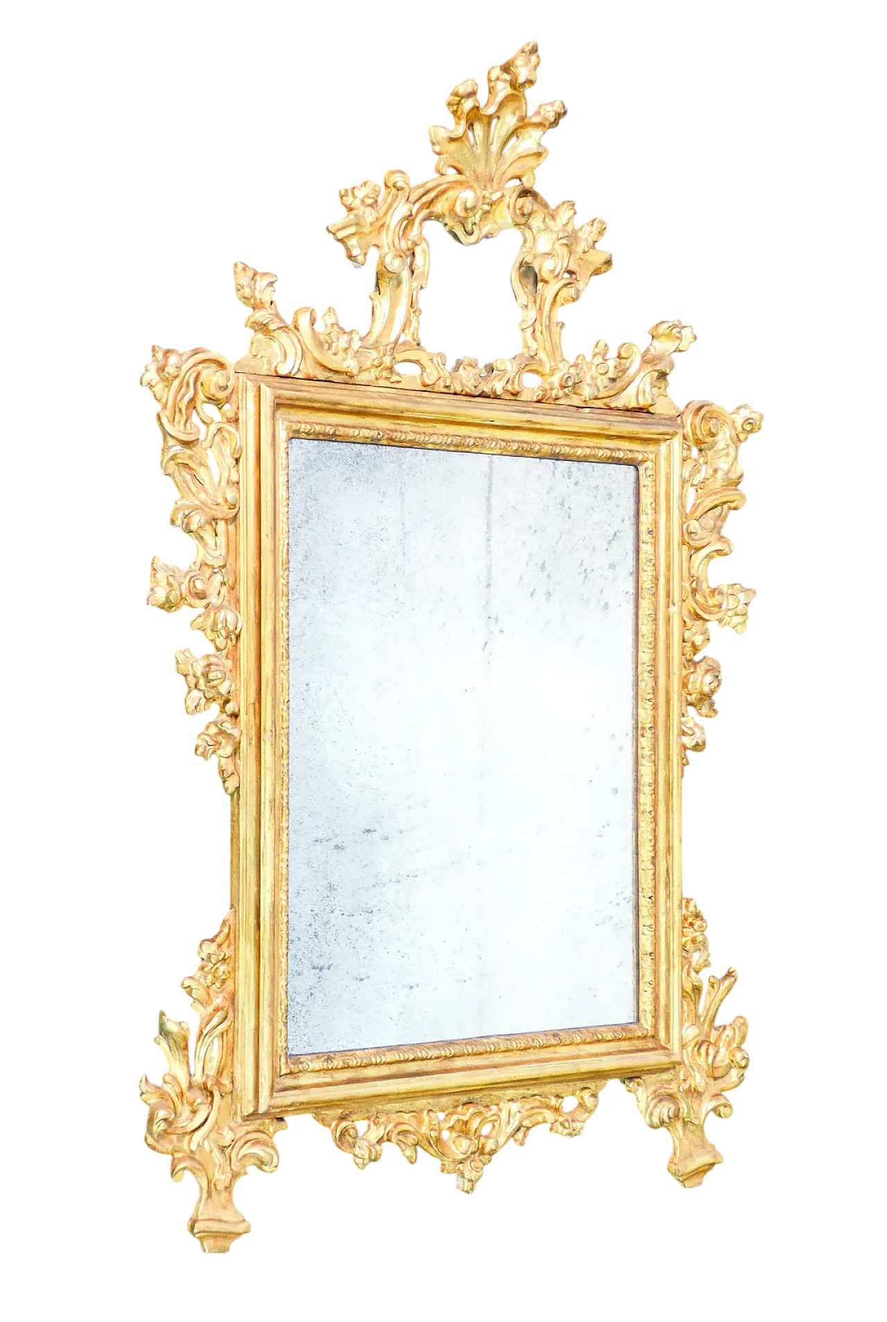 Specchio Luigi XV in legno scolpito gessato e dorato, '700 14