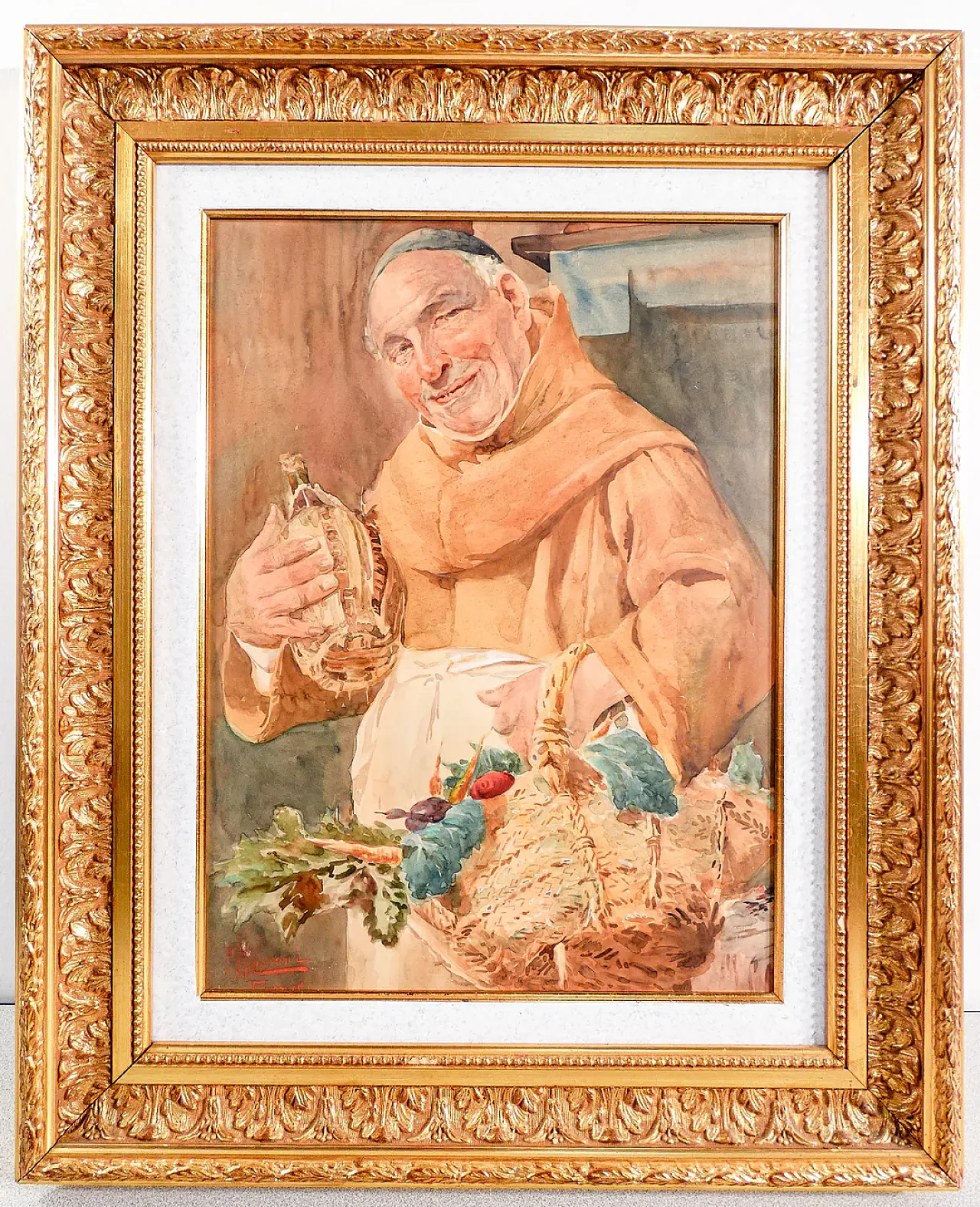 Il frate cuciniere di Pompeo Massani, acquerello, '800 1