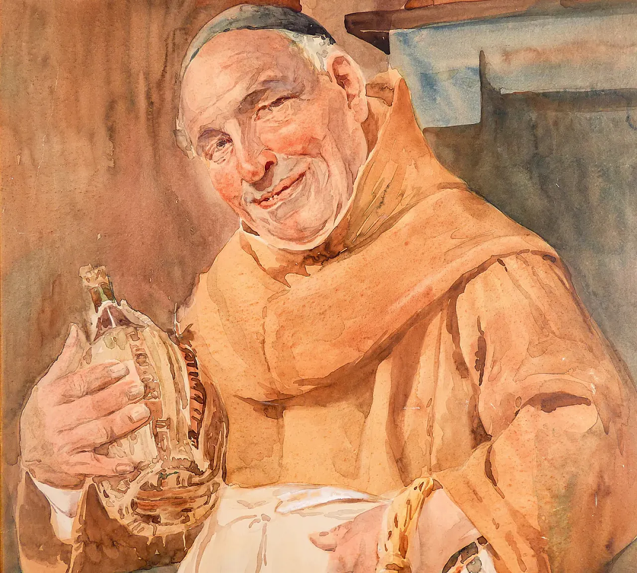 Il frate cuciniere di Pompeo Massani, acquerello, '800 3