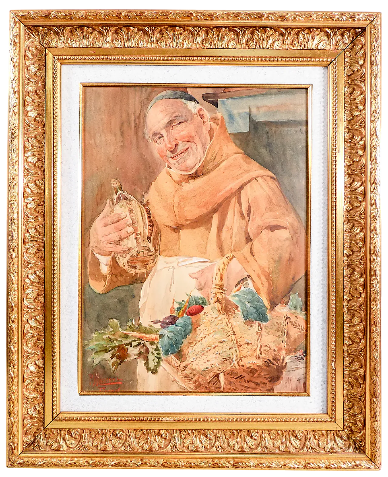 Il frate cuciniere di Pompeo Massani, acquerello, '800 10