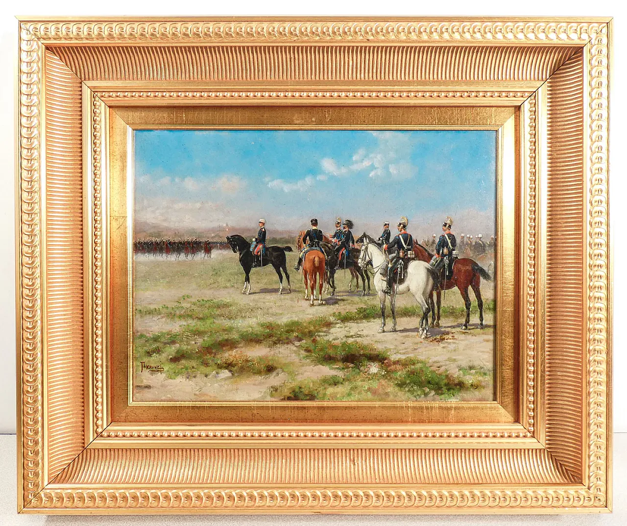 Manovre militari di Sebastiano Panuzi, olio su tela, tardo '800 1