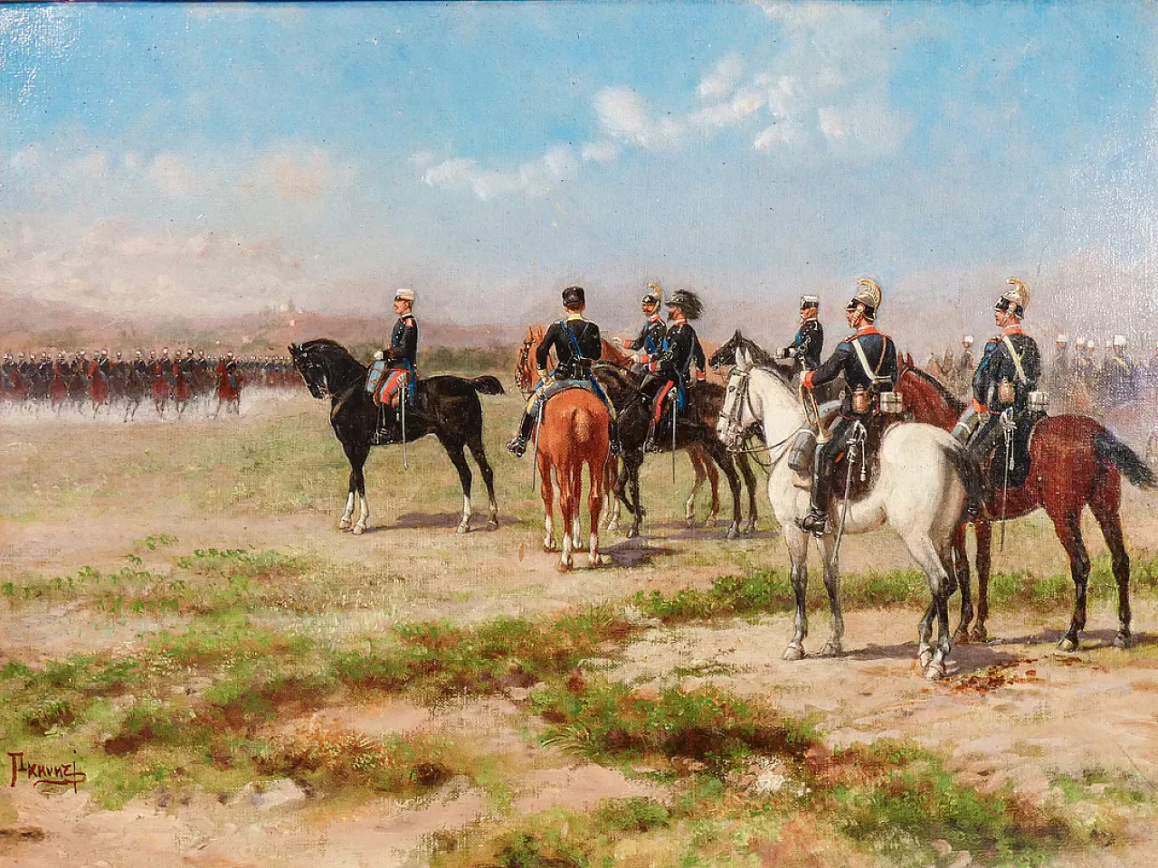 Manovre militari di Sebastiano Panuzi, olio su tela, tardo '800 2