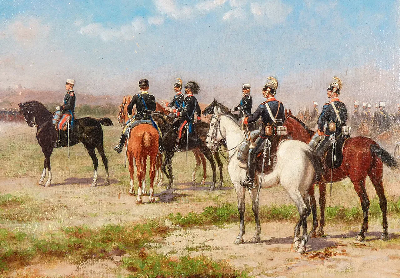 Manovre militari di Sebastiano Panuzi, olio su tela, tardo '800 3