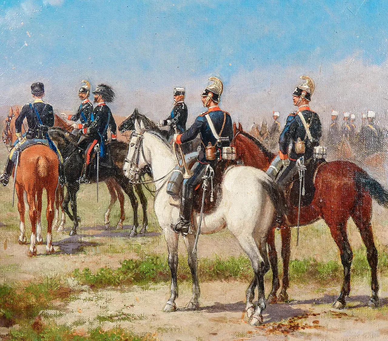 Manovre militari di Sebastiano Panuzi, olio su tela, tardo '800 4