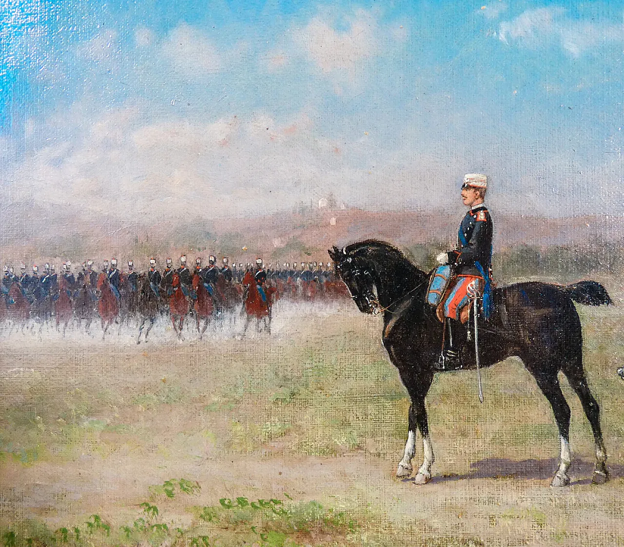 Manovre militari di Sebastiano Panuzi, olio su tela, tardo '800 5