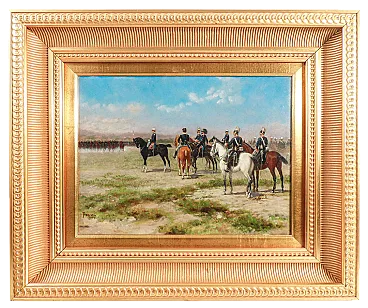 Manovre militari di Sebastiano Panuzi, olio su tela, tardo '800