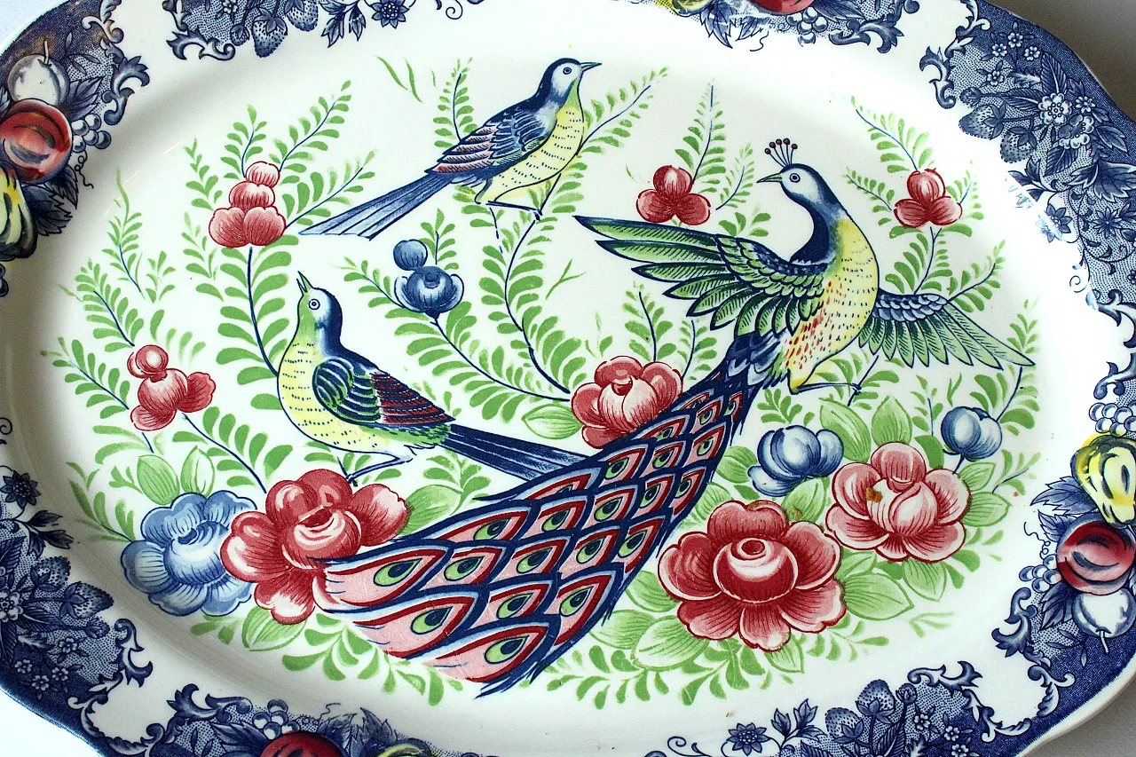 Asian ceramic serving platter Japan MZ China, 70s 2