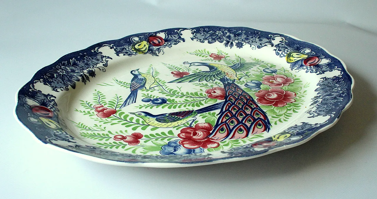Asian ceramic serving platter Japan MZ China, 70s 3