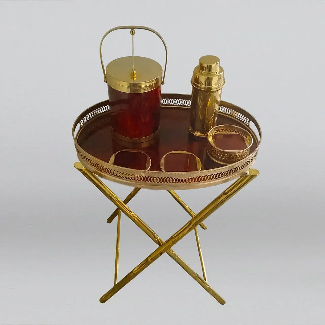 Set da cocktail di E. Orefice in lucite e ottone, anni '60 3