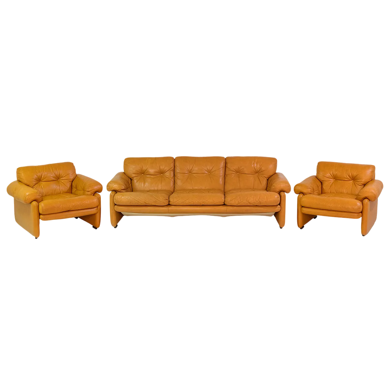 Divano Coronado di Tobia Scarpa per C&B in pelle, anni '70 20