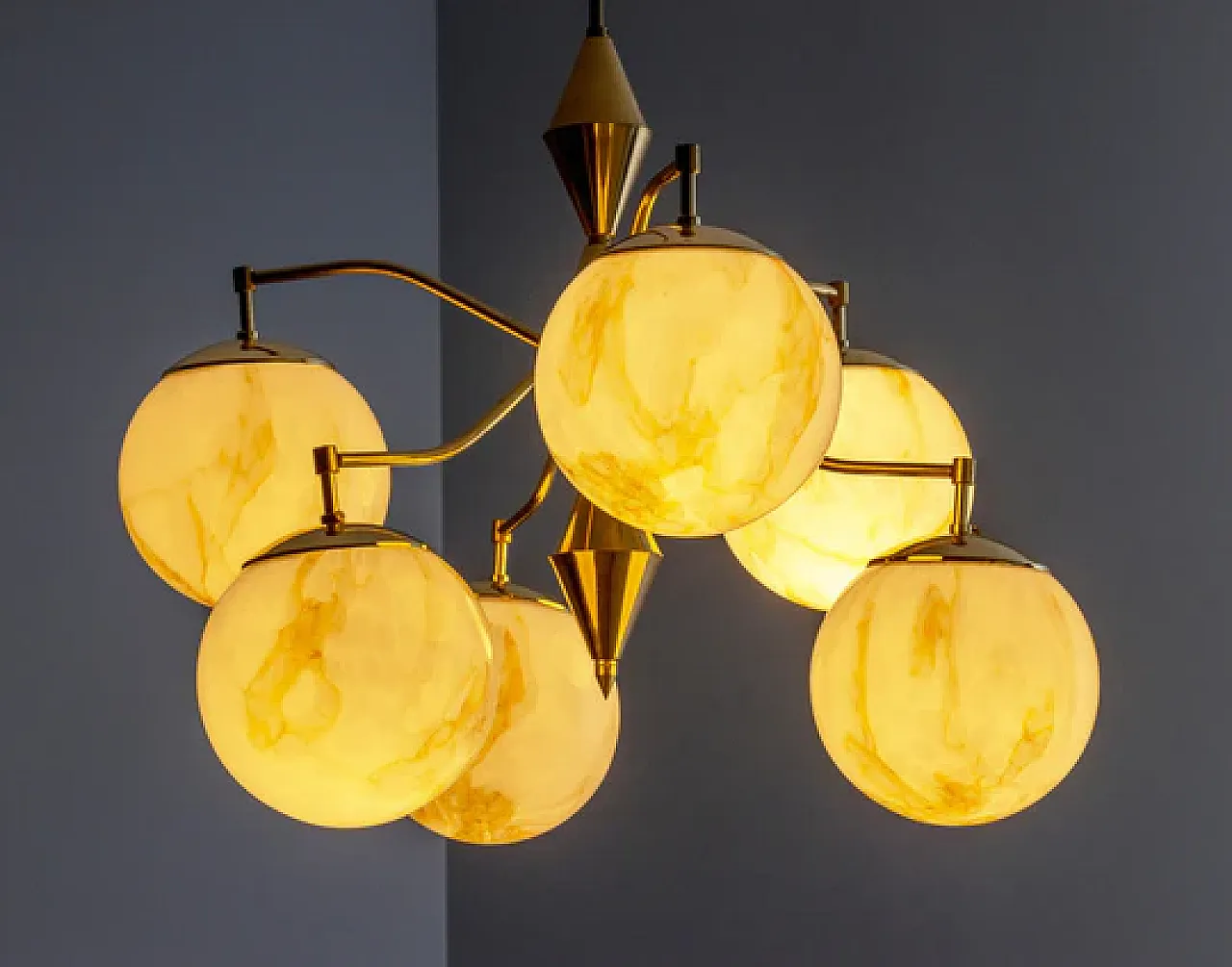 Lampadario in vetro marmorizzato, fine '900 2