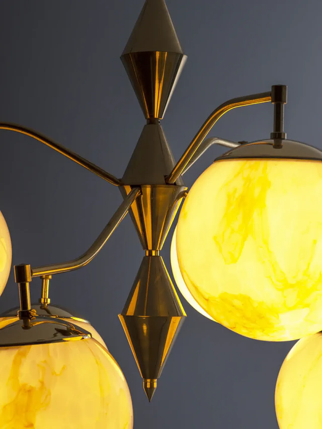 Lampadario in vetro marmorizzato, fine '900 4